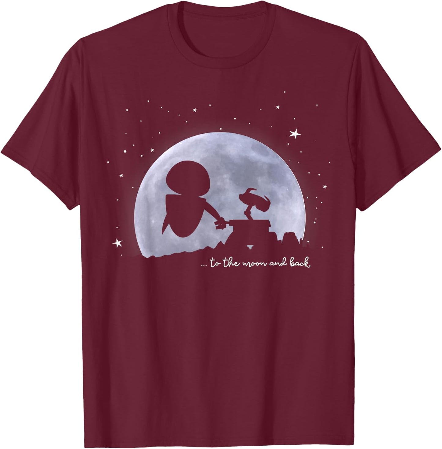 Disney Pixar Wall-E & Eve To The Moon And Back T-Shirt - T-Shirt | Maroon