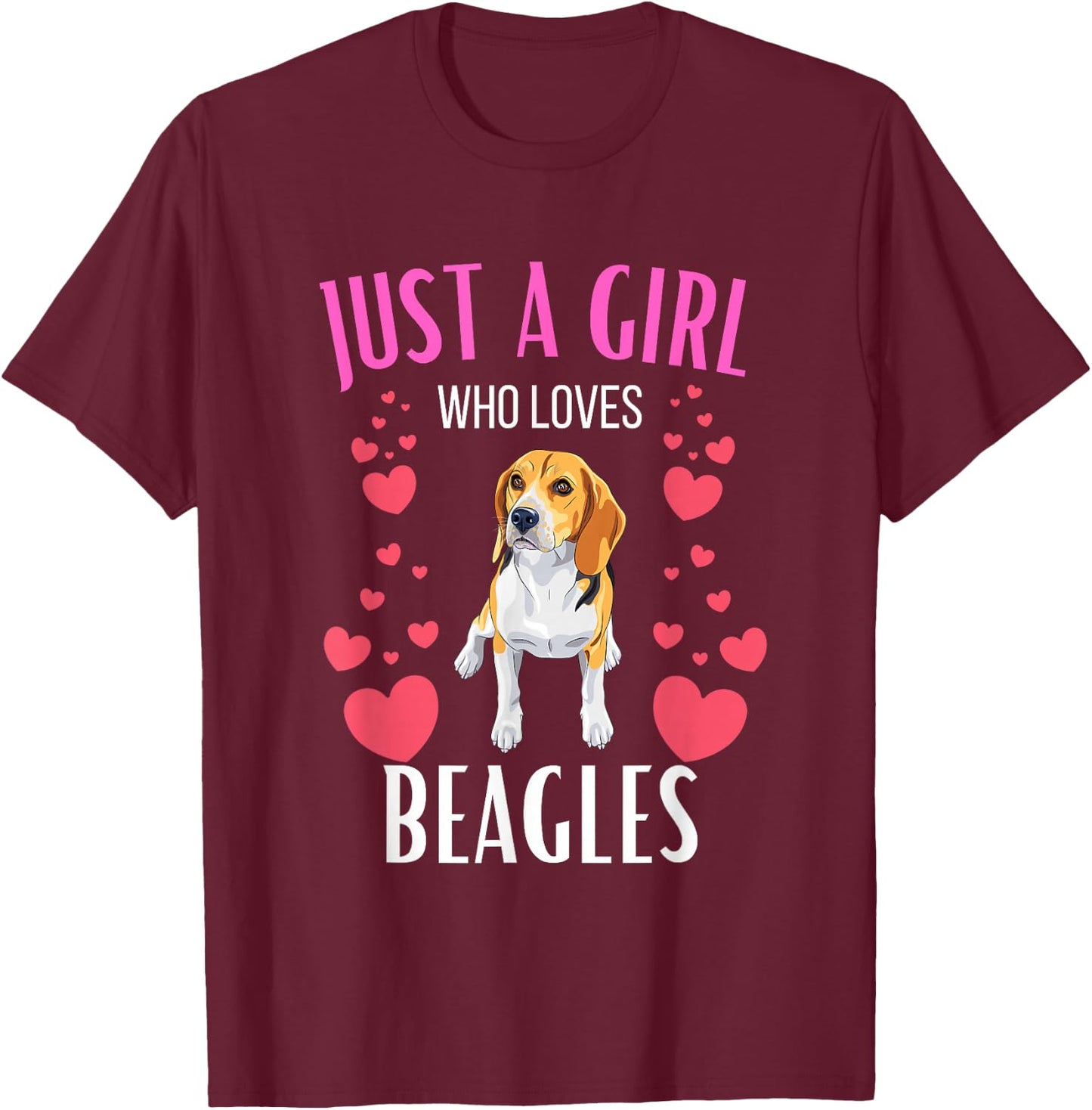 Just A Girl Who Loves Beagles Funny Cute Beagle Lover T-Shirt - T-Shirt | Maroon