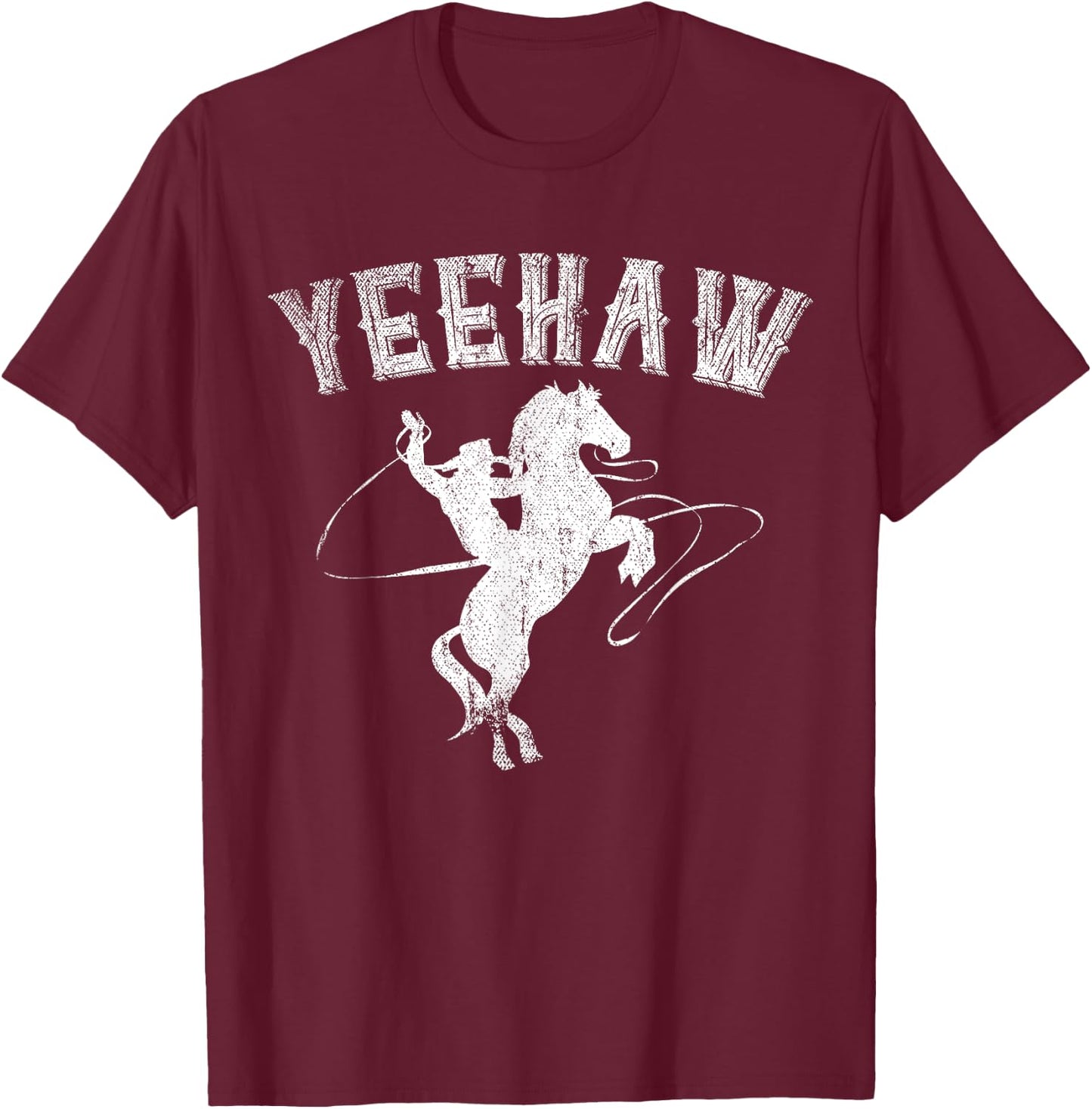 Funny Western Gift Horse Bull Riding Rodeo Yeehaw Cowboy T-Shirt - T-Shirt | Maroon