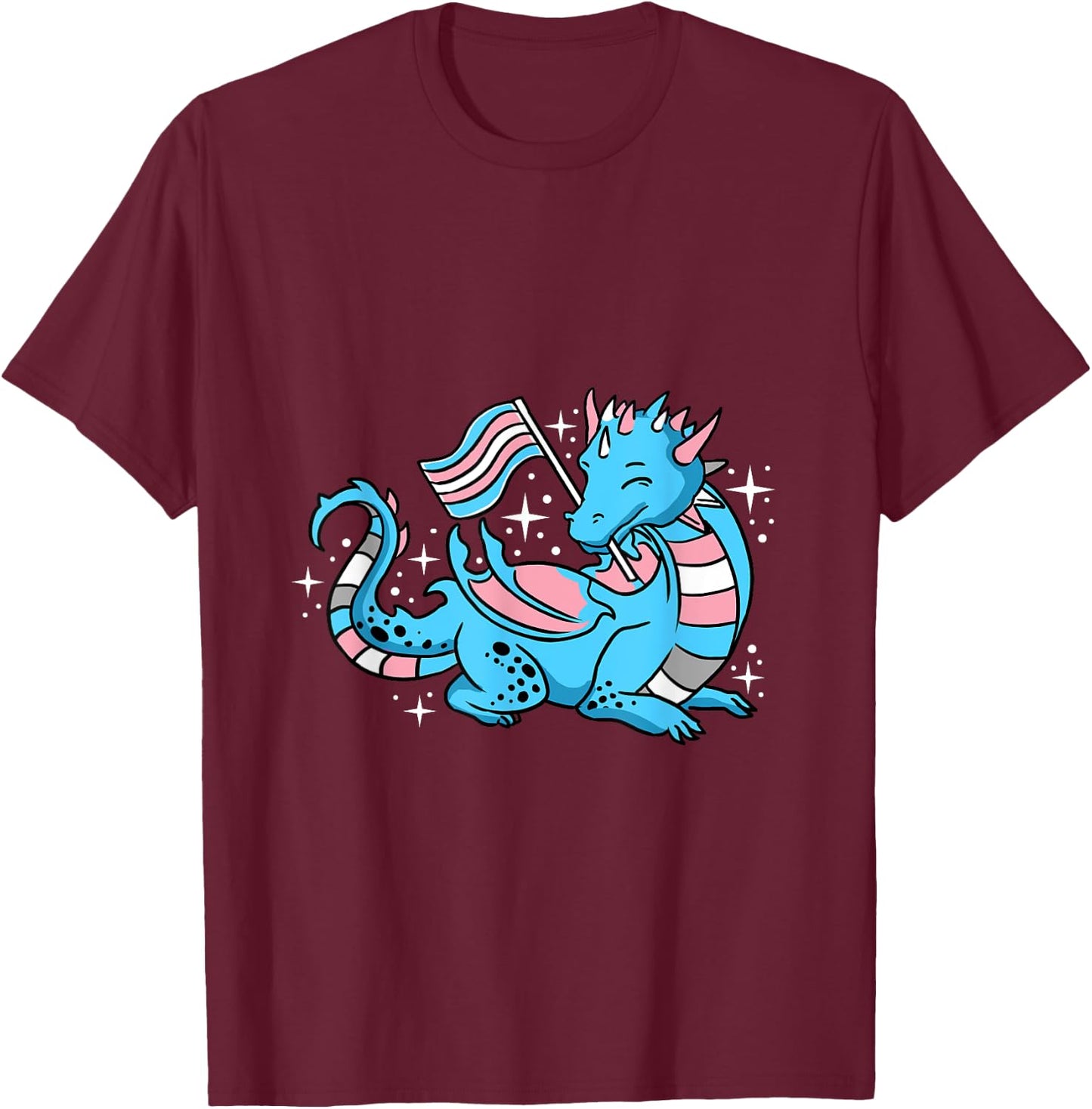 Trans Pride Dragon T-Shirt - T-Shirt | Maroon