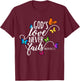 God's Love Never Fails - Butterfly Art - Religious T-Shirt - T-Shirt | Maroon