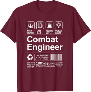 Combat Engineer Product Label Funny Gift T-Shirt - T-Shirt | Maroon