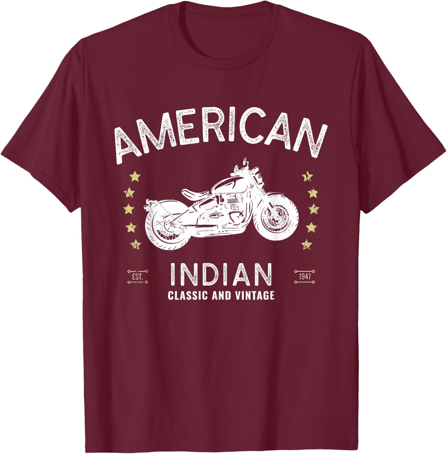 Retro Vintage American Motorcycle Indian Biker Club T-Shirt - T-Shirt | Maroon