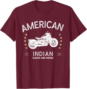 Retro Vintage American Motorcycle Indian Biker Club T-Shirt - T-Shirt | Maroon