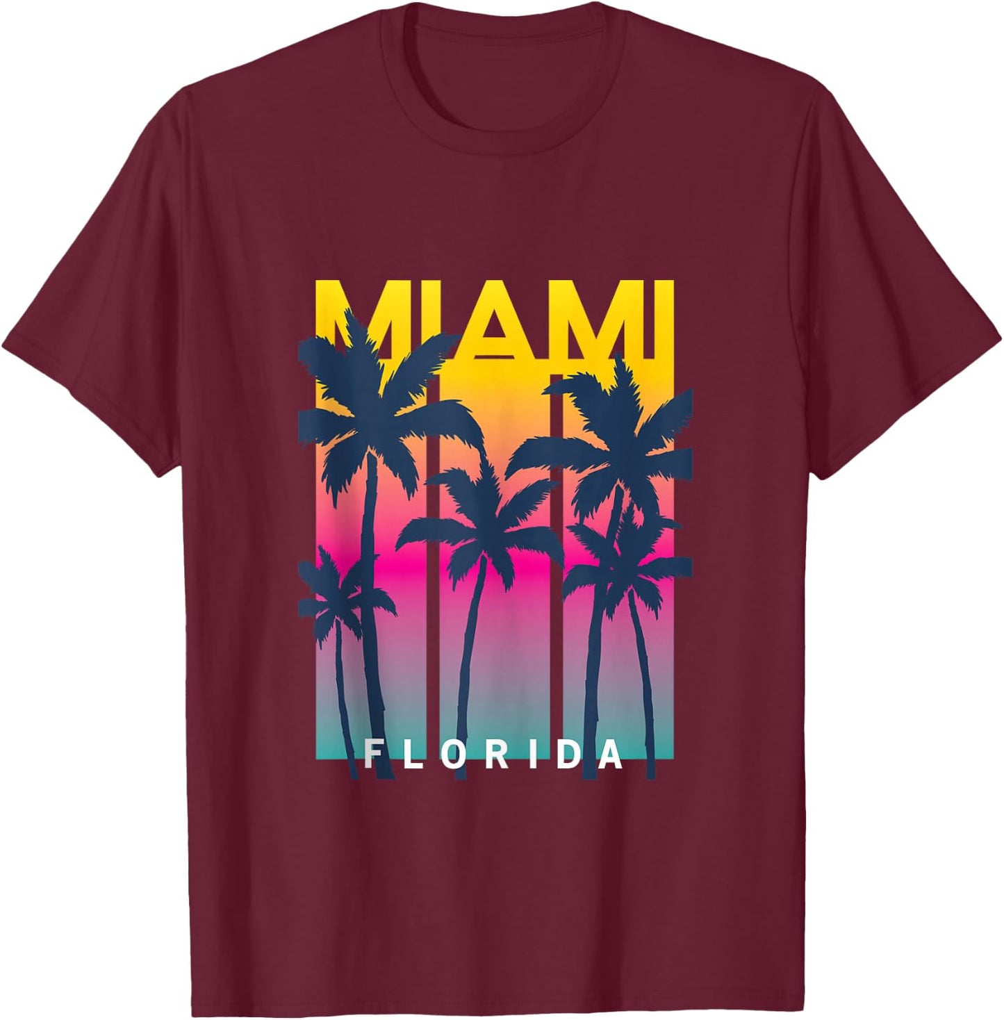 Cool Miami Florida Graphic Design , I Love Miami, Miami T-Shirt - T-Shirt | Maroon