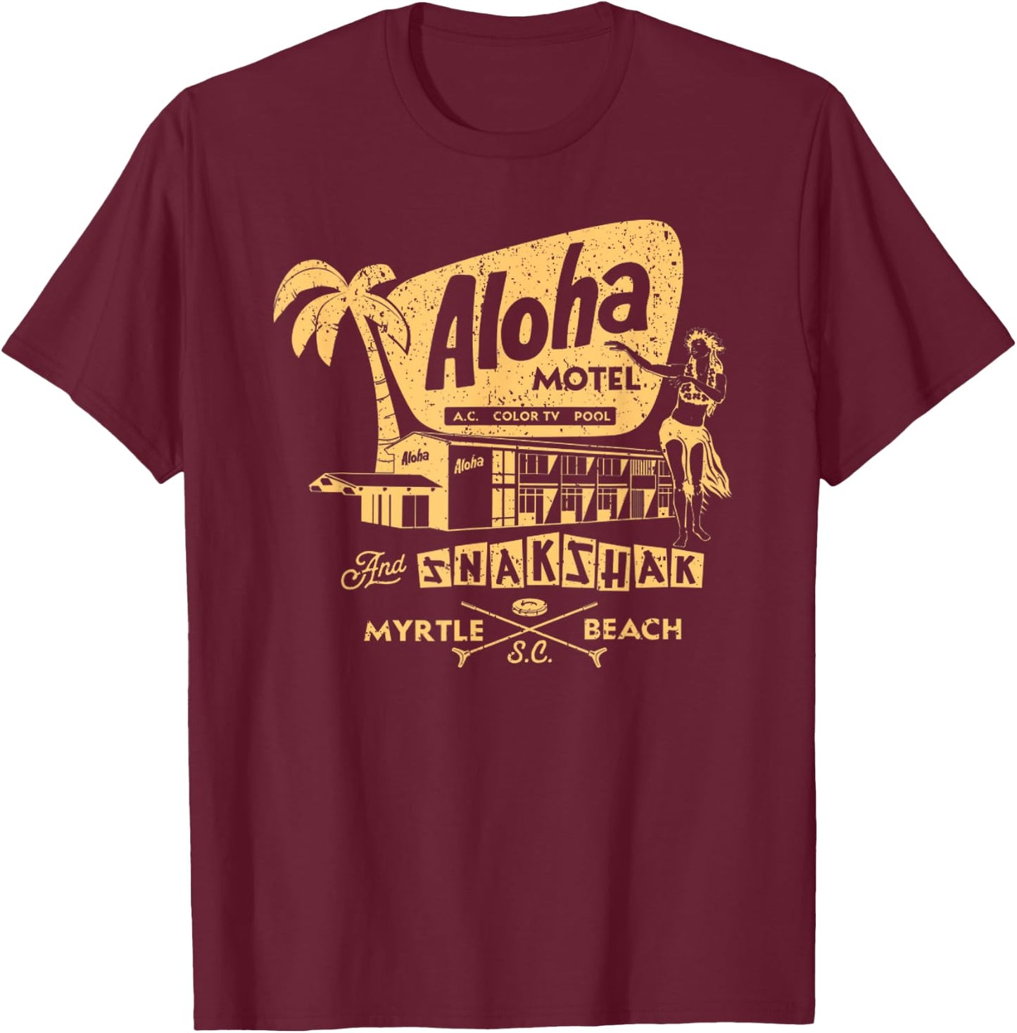 Aloha Summer Motel Vintage T-Shirt - T-Shirt | Maroon