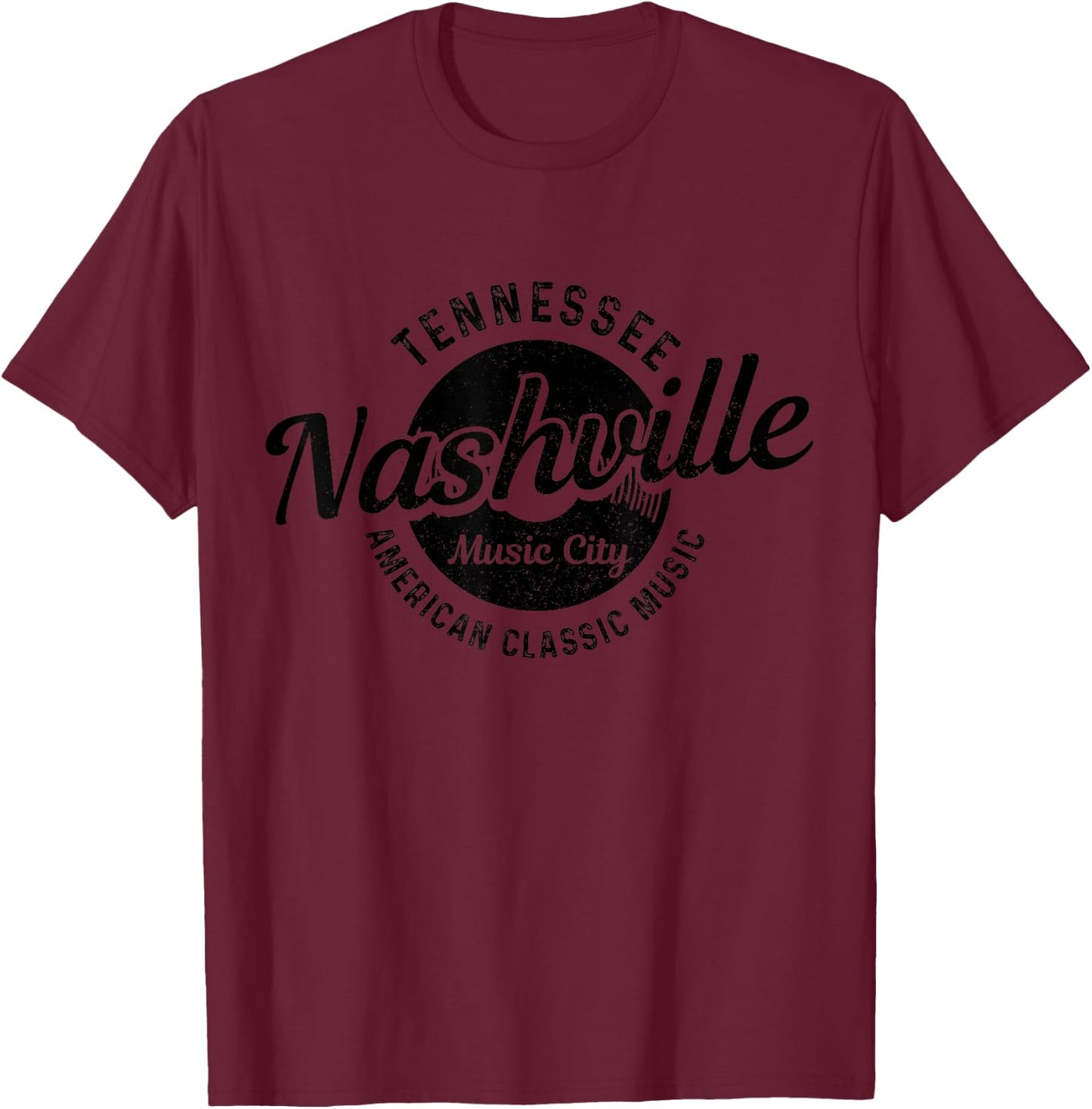 Nashville Tennessee USA Country Music Music City Souvenir T-Shirt - T-Shirt | Maroon