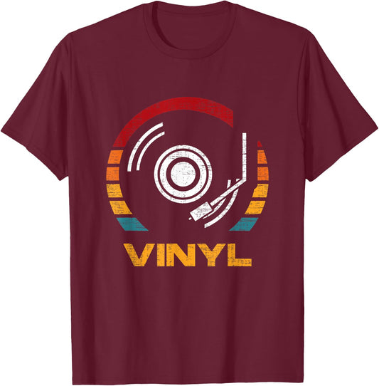 Retro Vinyl Lover Record Collector I Love Vintage Music DJ T-Shirt - T-Shirt | Maroon