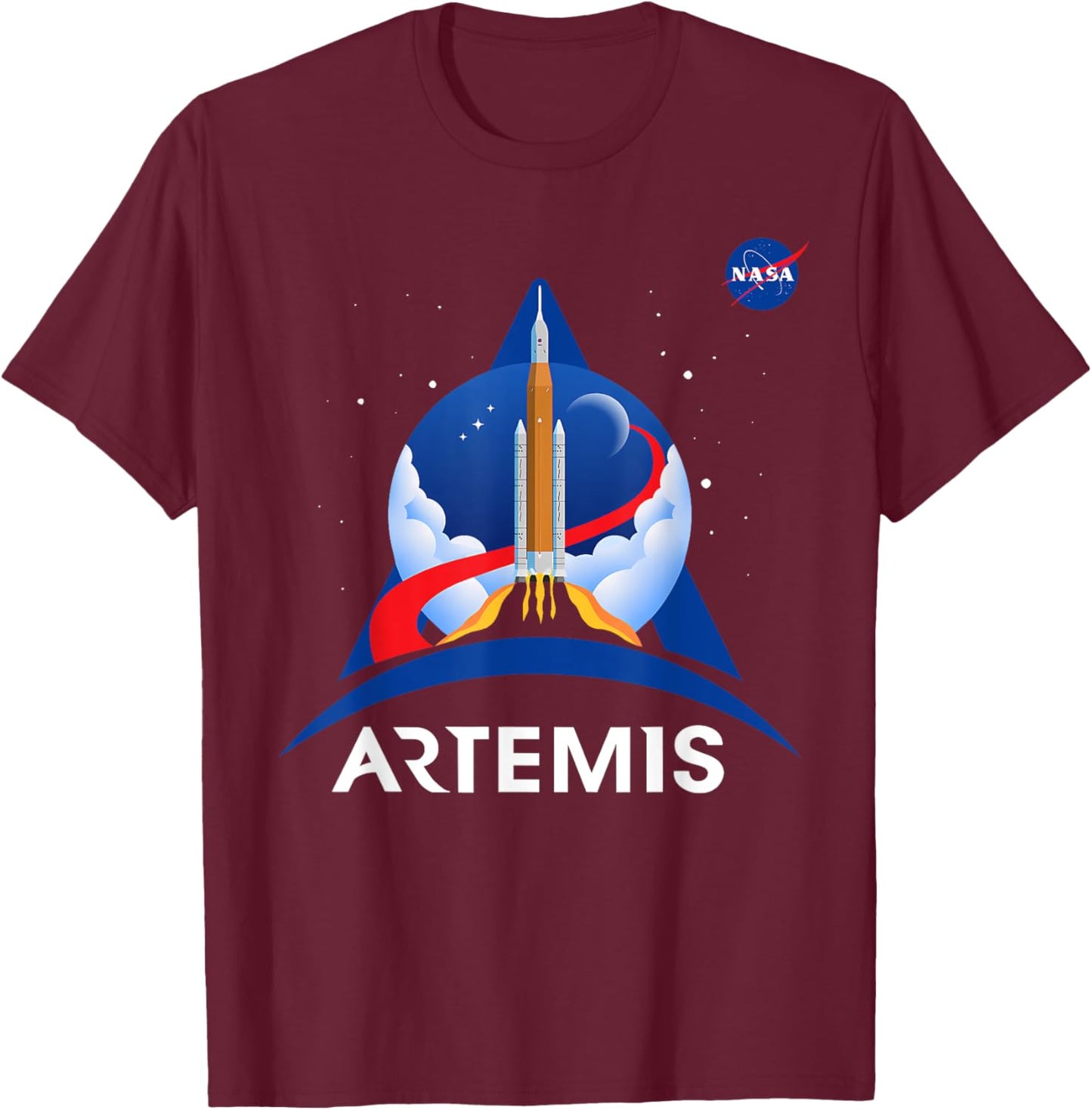 NASA Artemis Mission SLS T-Shirt - T-Shirt | Maroon