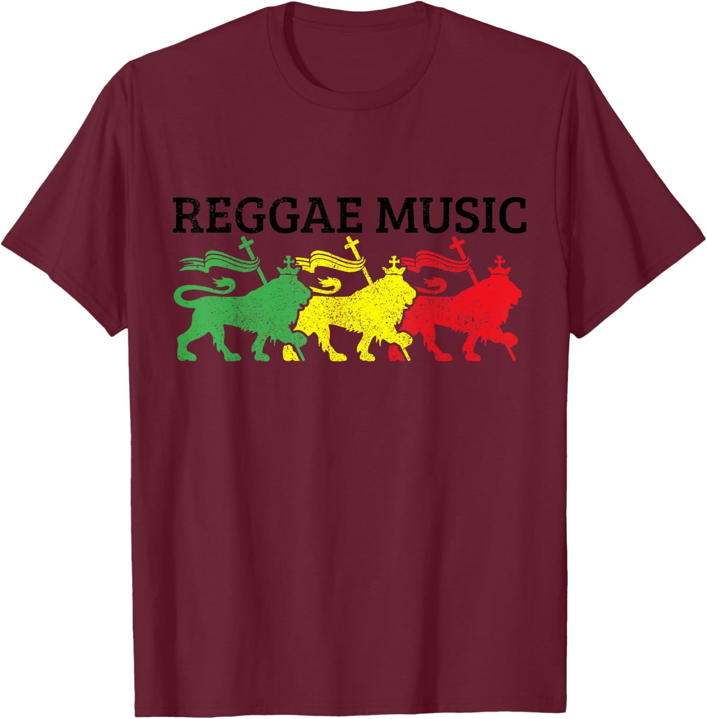 Reggae Music Rastafari Jamaica Lion Of Judah Rasta Gift T-Shirt - T-Shirt | Maroon