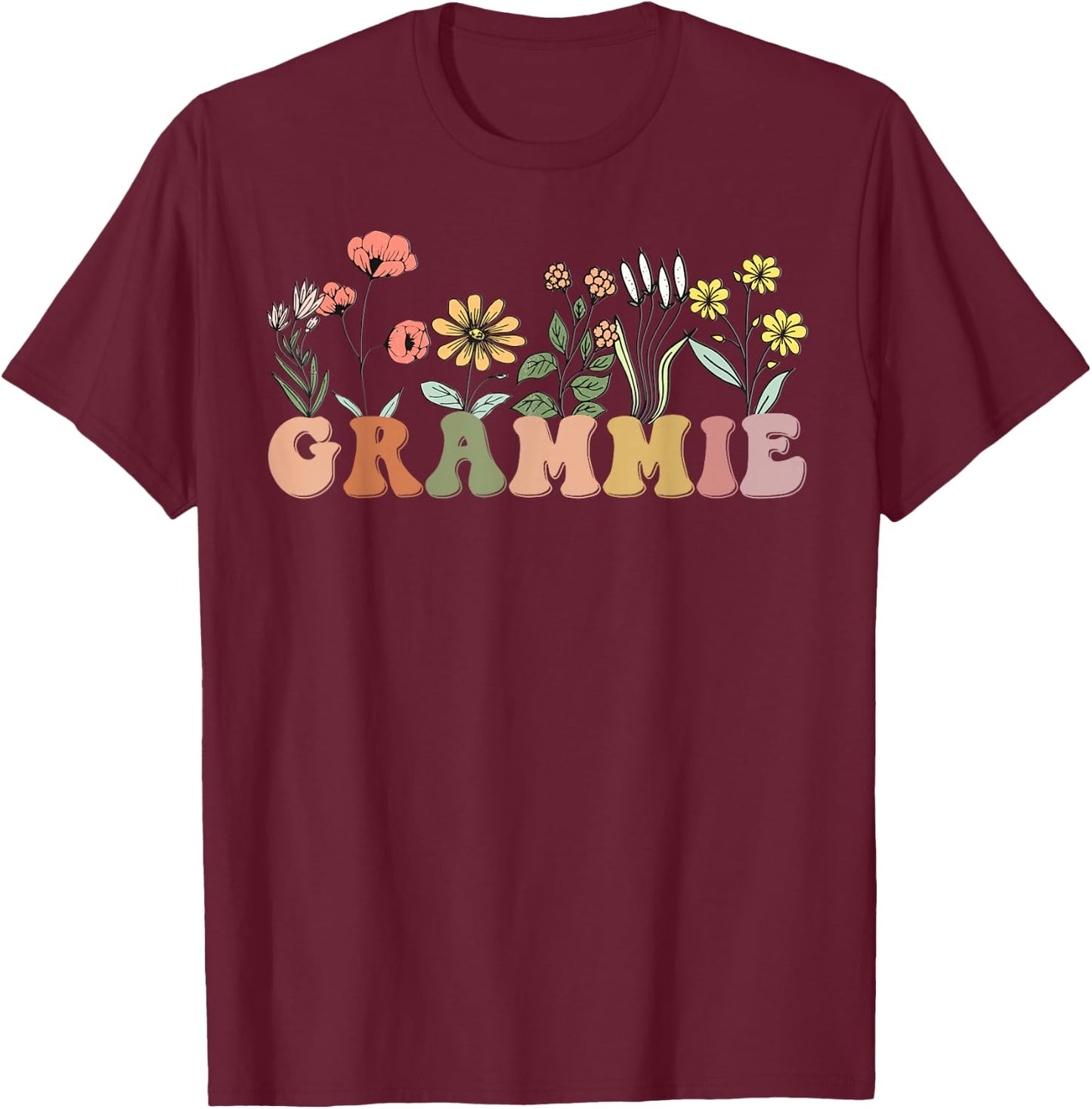 Wildflower Grammie , Family Love Grandma T-Shirt - T-Shirt | Maroon