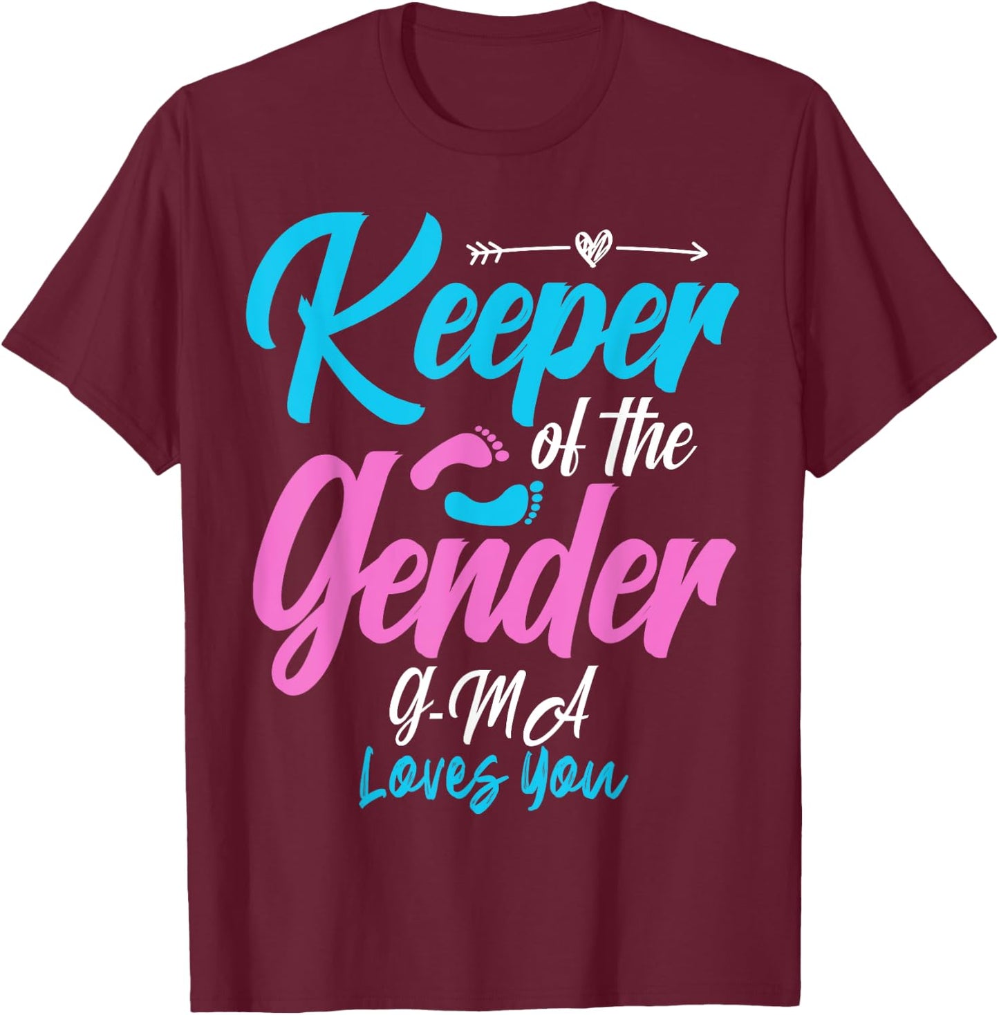 Keeper Of The Gender Reveal G-MA Loves You Baby Shower T-Shirt - T-Shirt | Maroon
