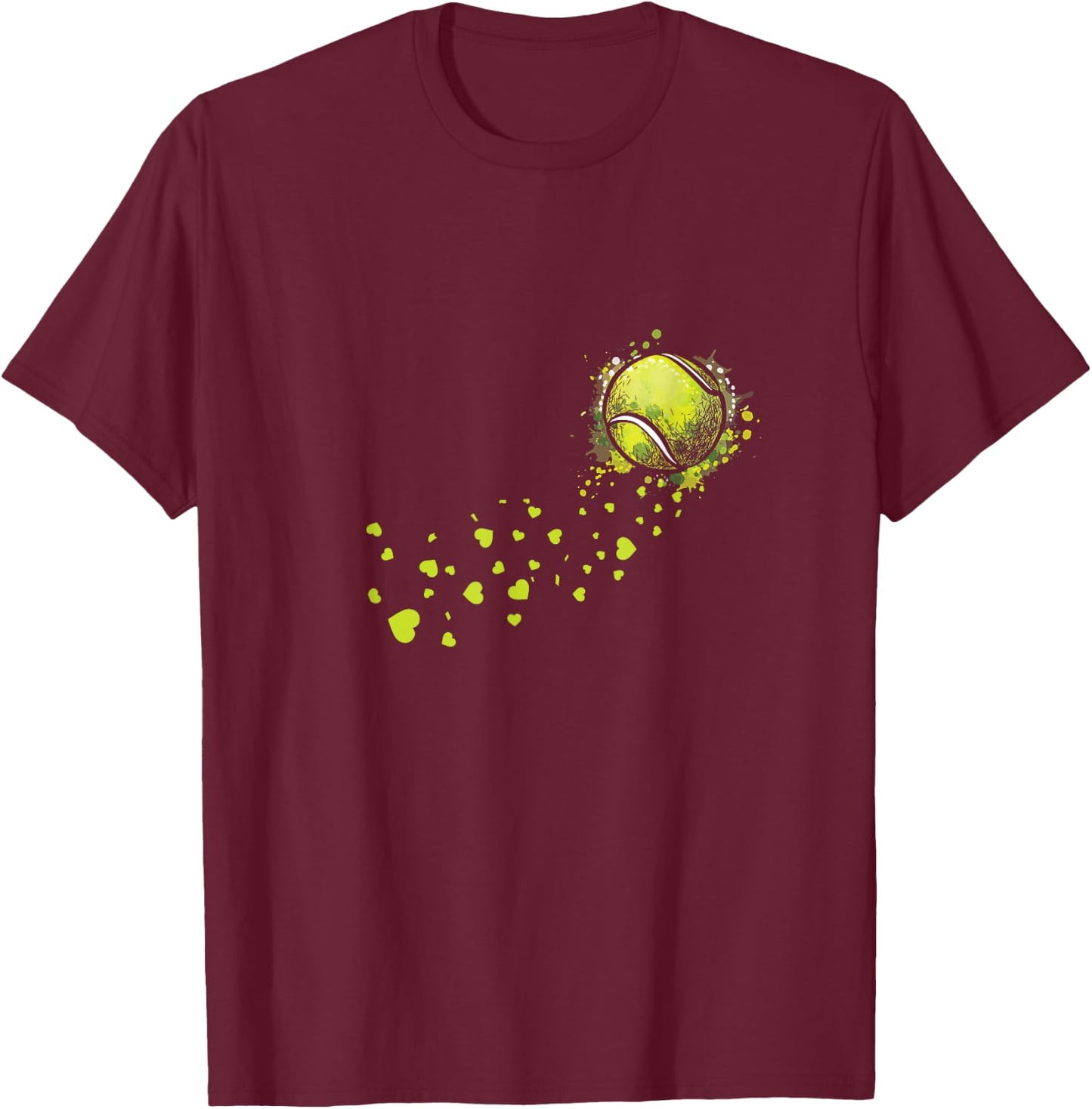 Tennis Ball Heart Tennis Player Backhand Gift T-Shirt - T-Shirt | Maroon