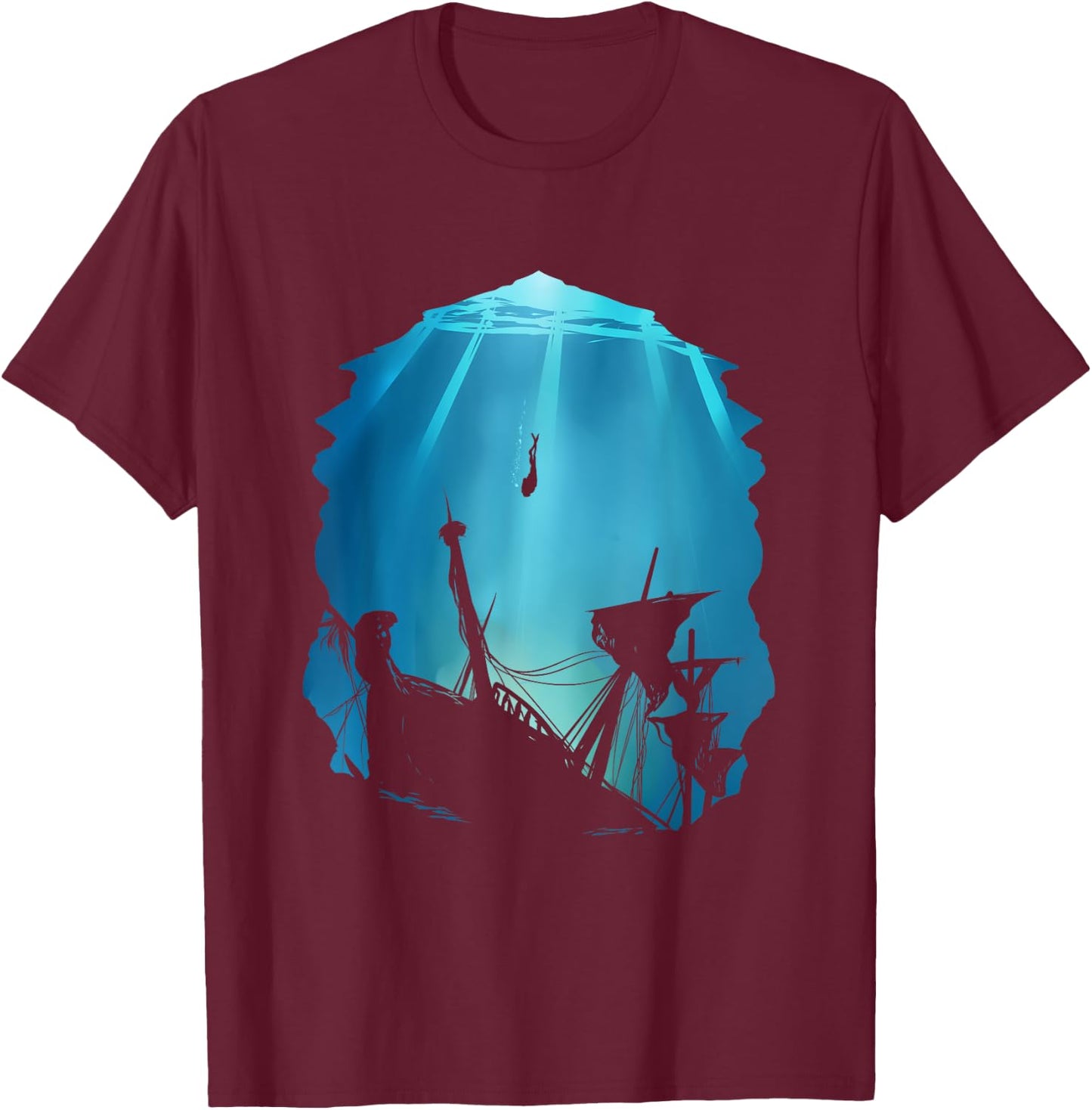 Wreck Diving for Diver Scuba Diving Underwater Shipwreck T-Shirt - T-Shirt | Maroon
