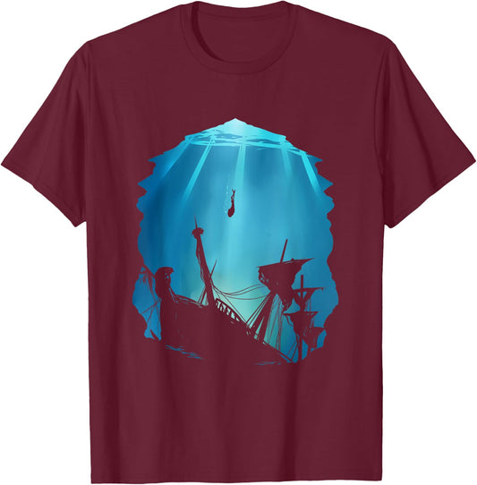 Wreck Diving for Diver Scuba Diving Underwater Shipwreck T-Shirt - T-Shirt | Maroon