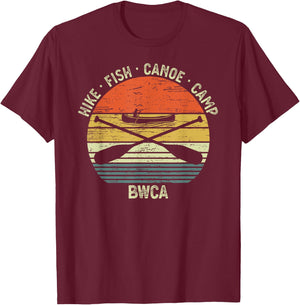 Vintage Canoeing BWCA Outdoor Hike Fish Canoe Camp T-Shirt - T-Shirt | Maroon