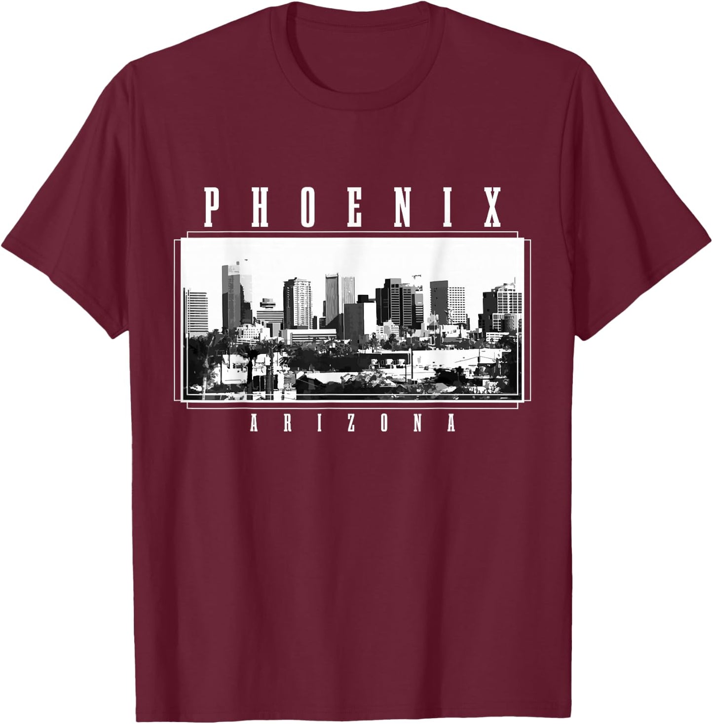 Phoenix Skyline Arizona Vintage USA America Souvenir T-Shirt - T-Shirt | Maroon