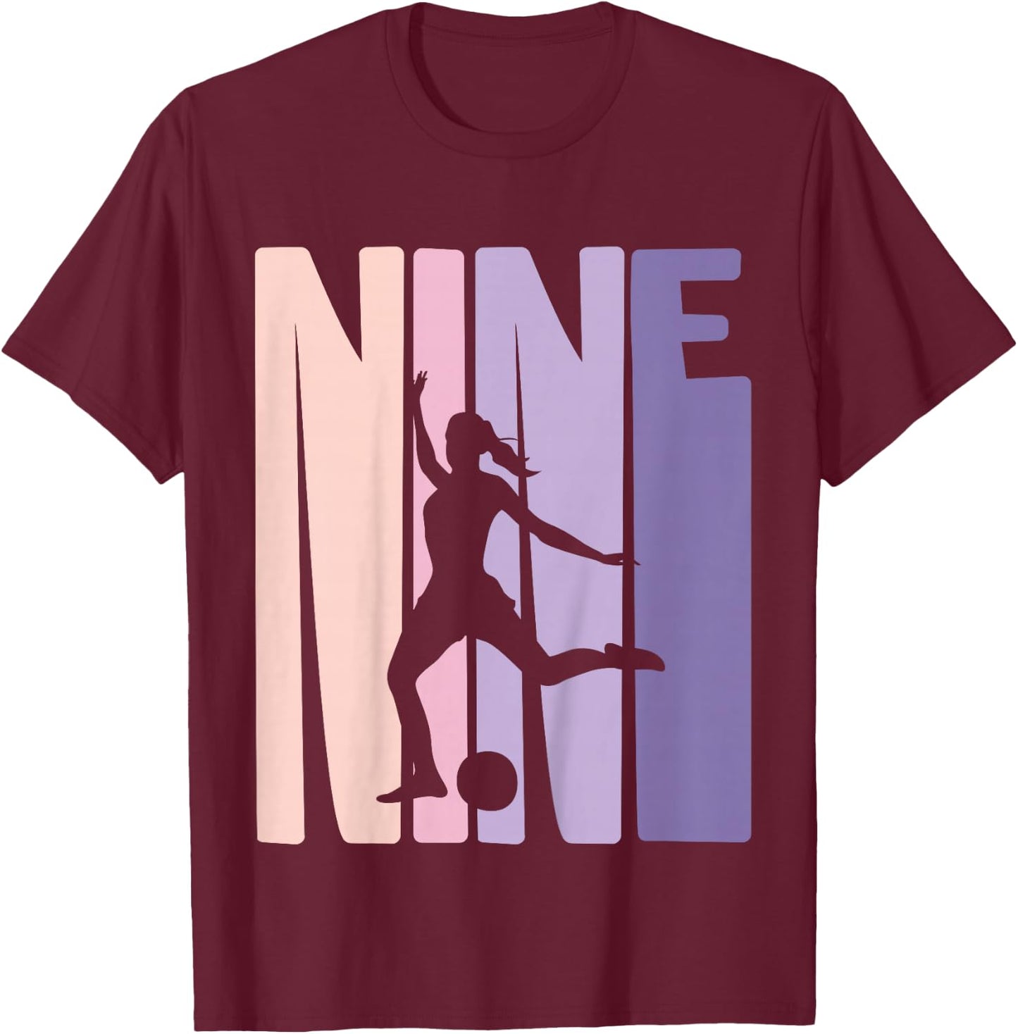 9 Years Soccer Girls Gift 9th Birthday Football Player T-Shirt - T-Shirt | Maroon