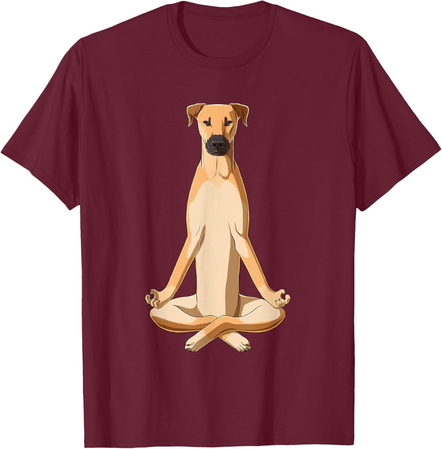 Funny Yoga Dog Black Mouth Cur T-Shirt - T-Shirt | Maroon