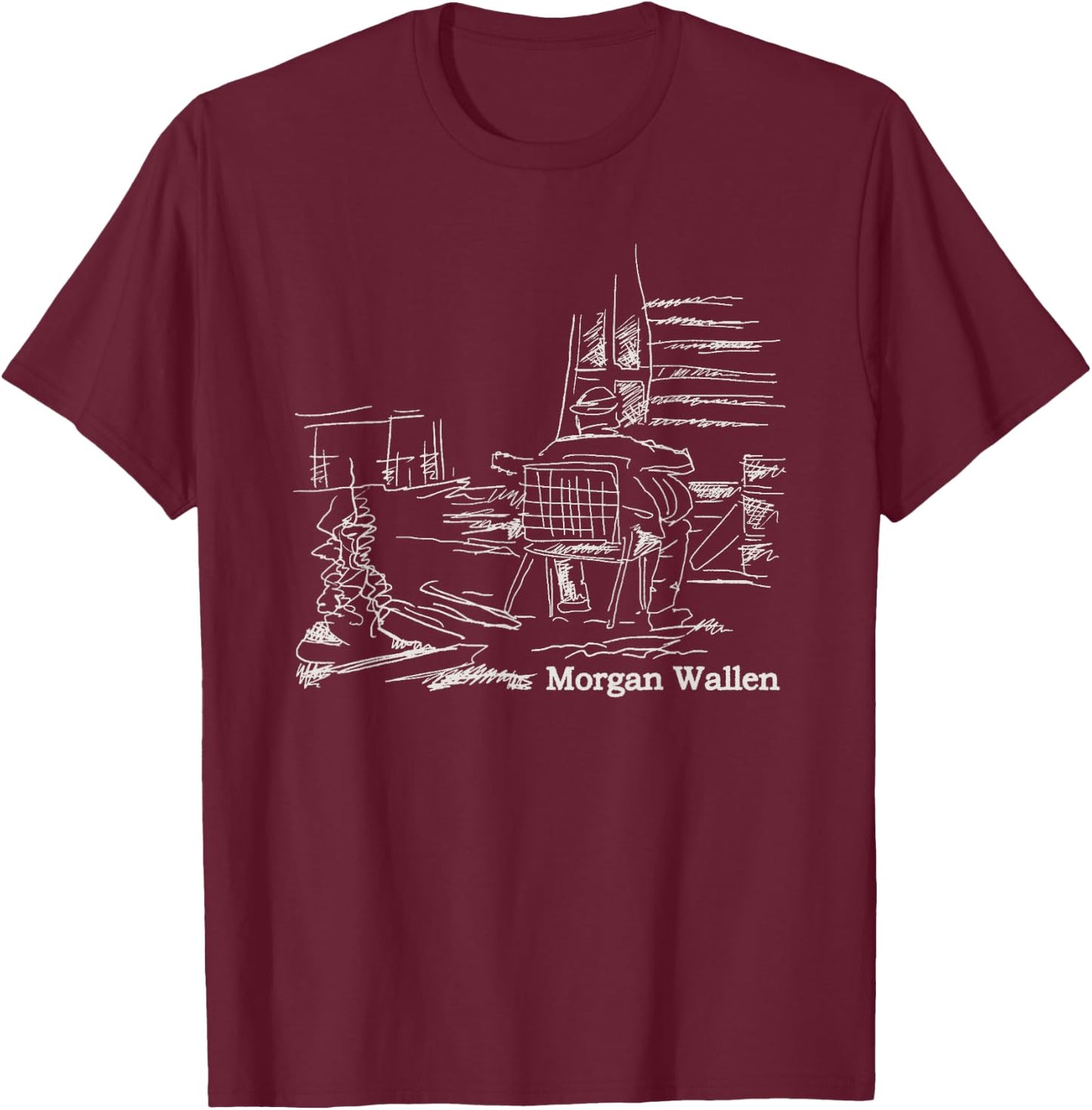 Official Morgan Wallen Illustrated T-Shirt - T-Shirt | Maroon