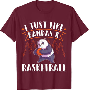 Panda Basketball Player I just love Pandas T-Shirt - T-Shirt | Maroon