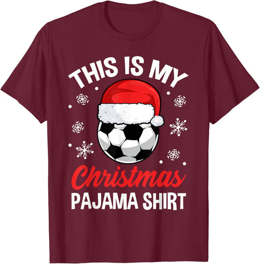 Funny Christmas Soccer Ball Pajama Pj Outfit Men Women T-Shirt - T-Shirt | Maroon