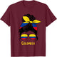 Colombian Girl Bandana Glasses Flag Colors Latina Pride T-Shirt - T-Shirt | Maroon