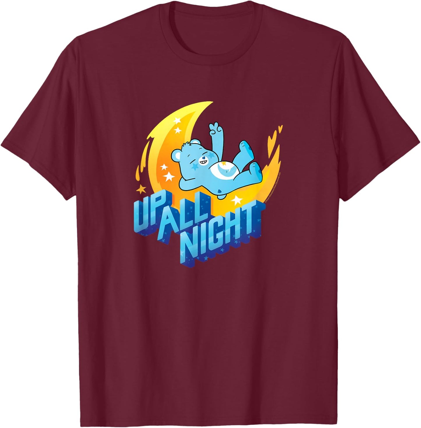 Care Bears Up All Night Bedtime Bear Cute Cartoon T-Shirt - T-Shirt | Maroon