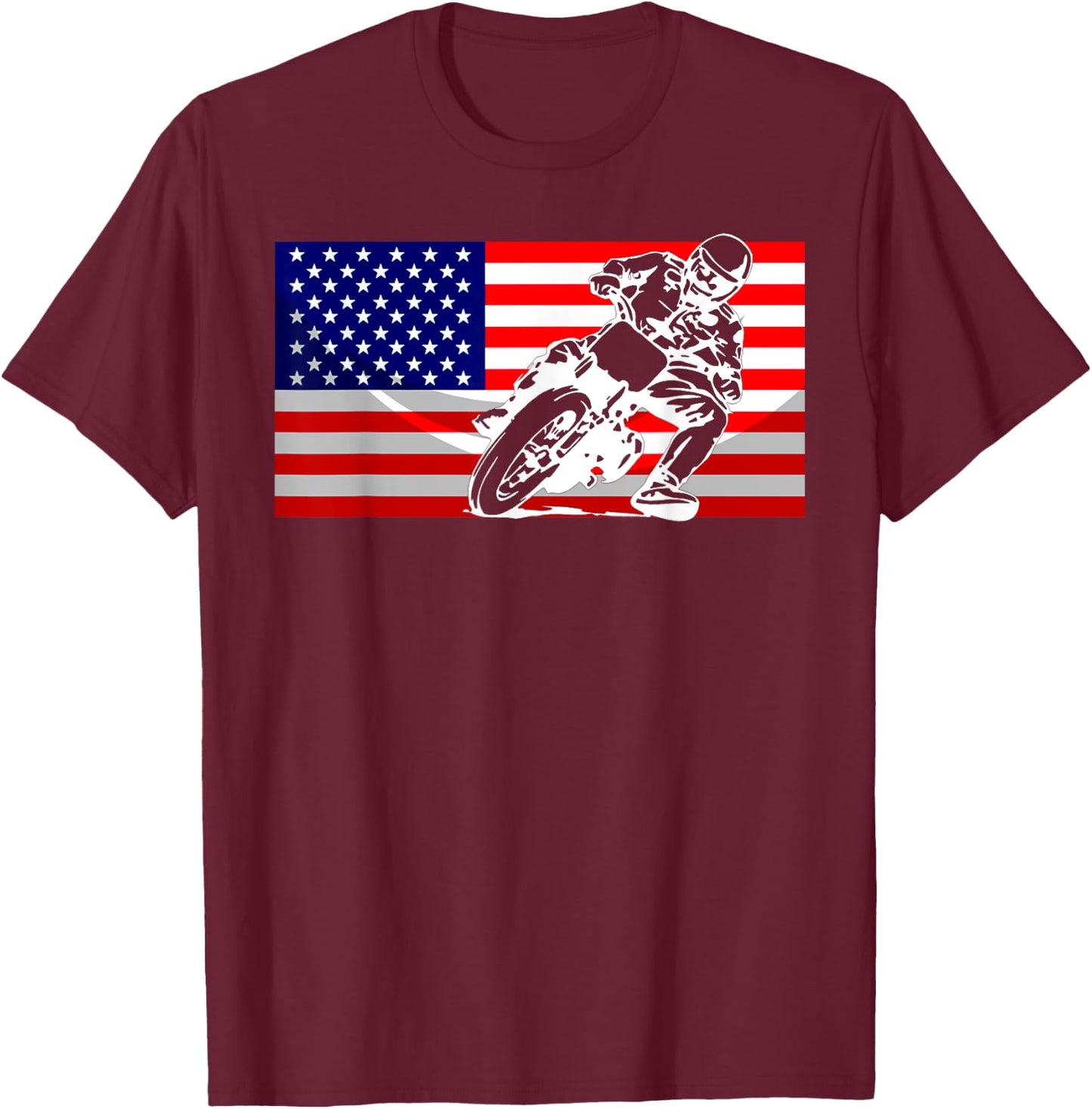 Funny American Flat Track Motorcycle Gift Cool Bike Rider T-Shirt - T-Shirt | Maroon