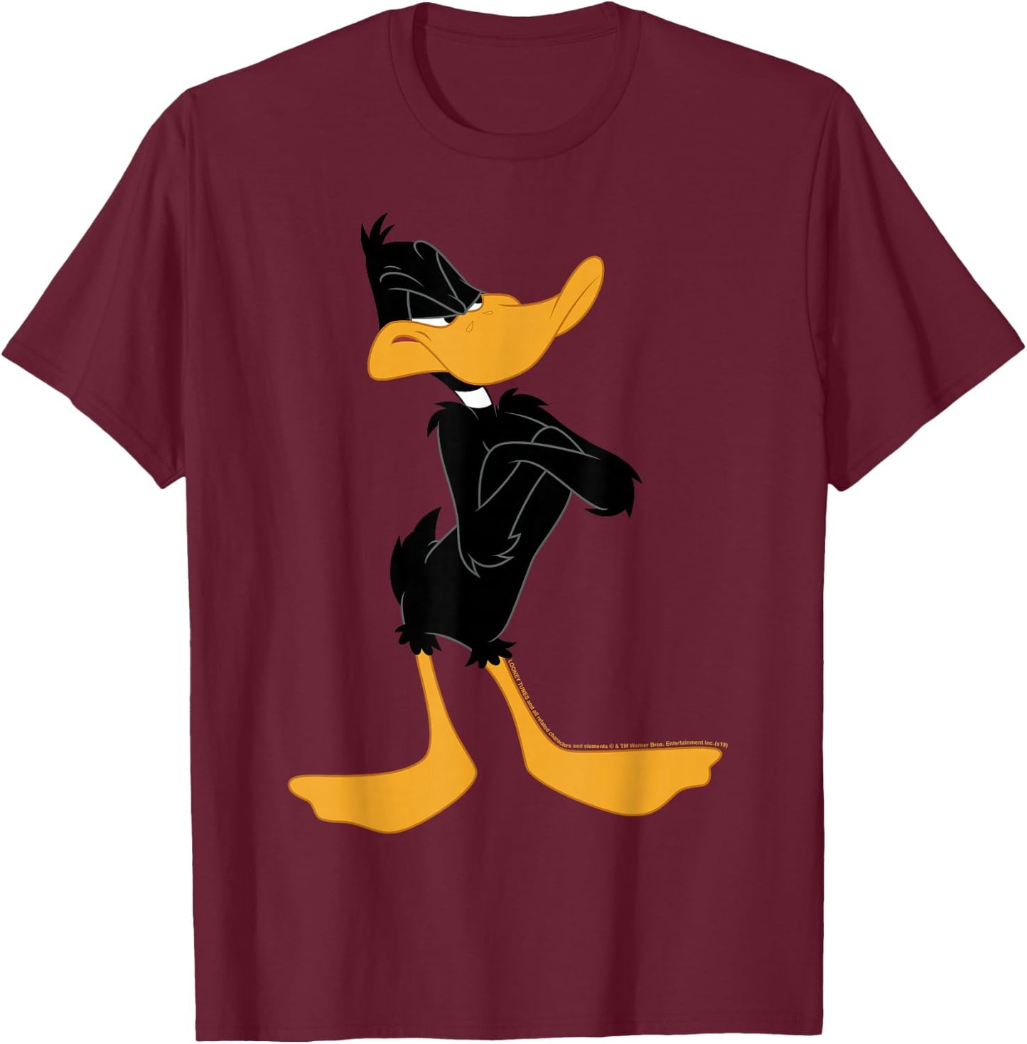 Looney Tunes Daffy Duck Crossed Arms Portrait Small T-Shirt - T-Shirt | Maroon