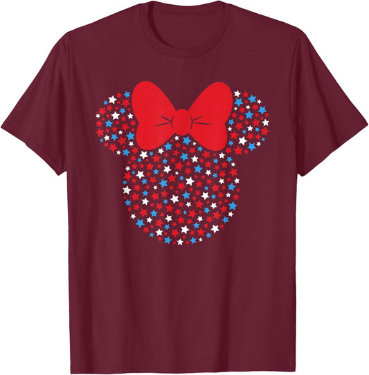 Disney Minnie Mouse Red White Blue Stars 4th of July T-Shirt - T-Shirt | Maroon