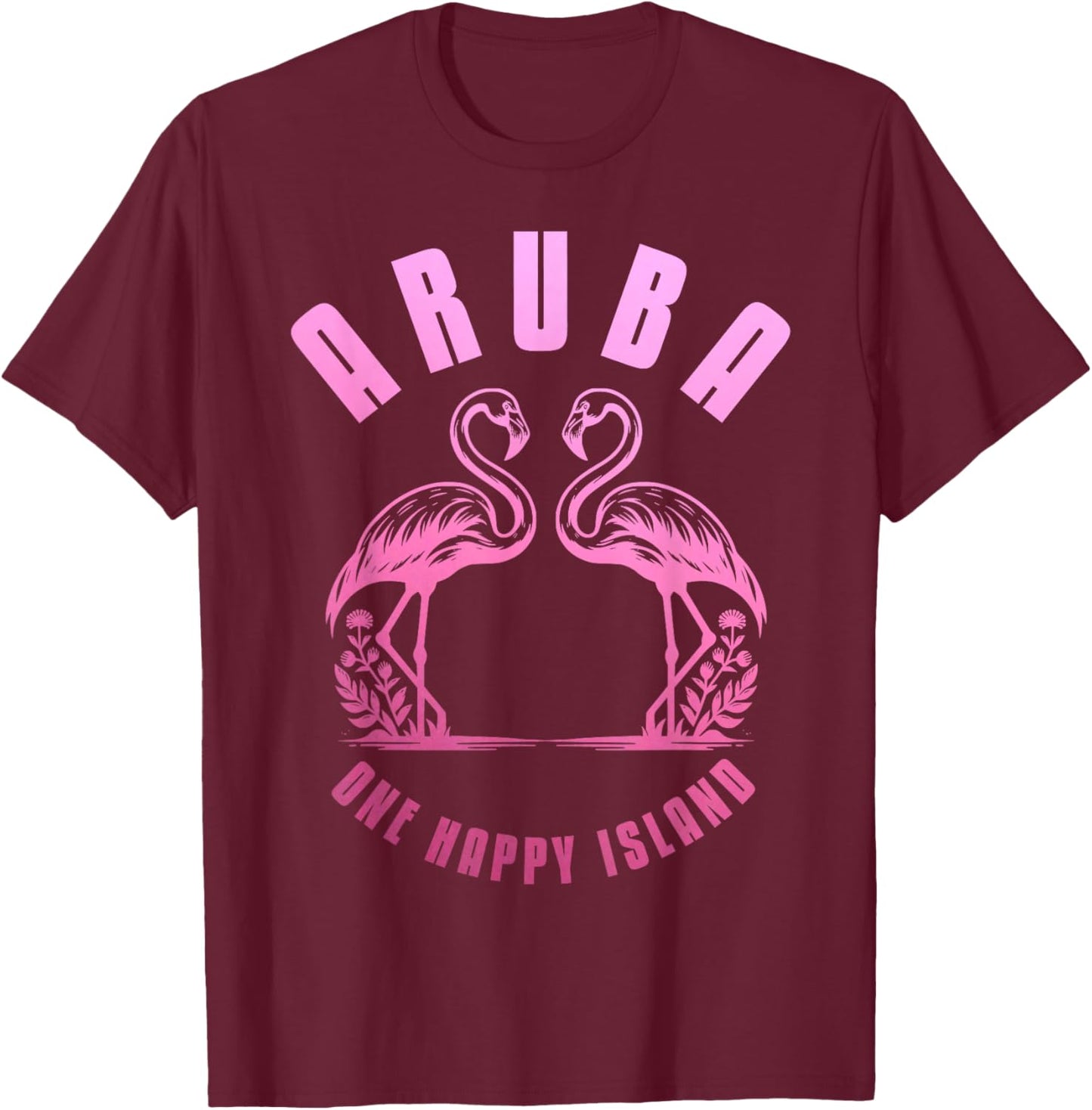 Aruba Flamingo Happy Island Craibbean Souvenir Pride Vintage T-Shirt - T-Shirt | Maroon