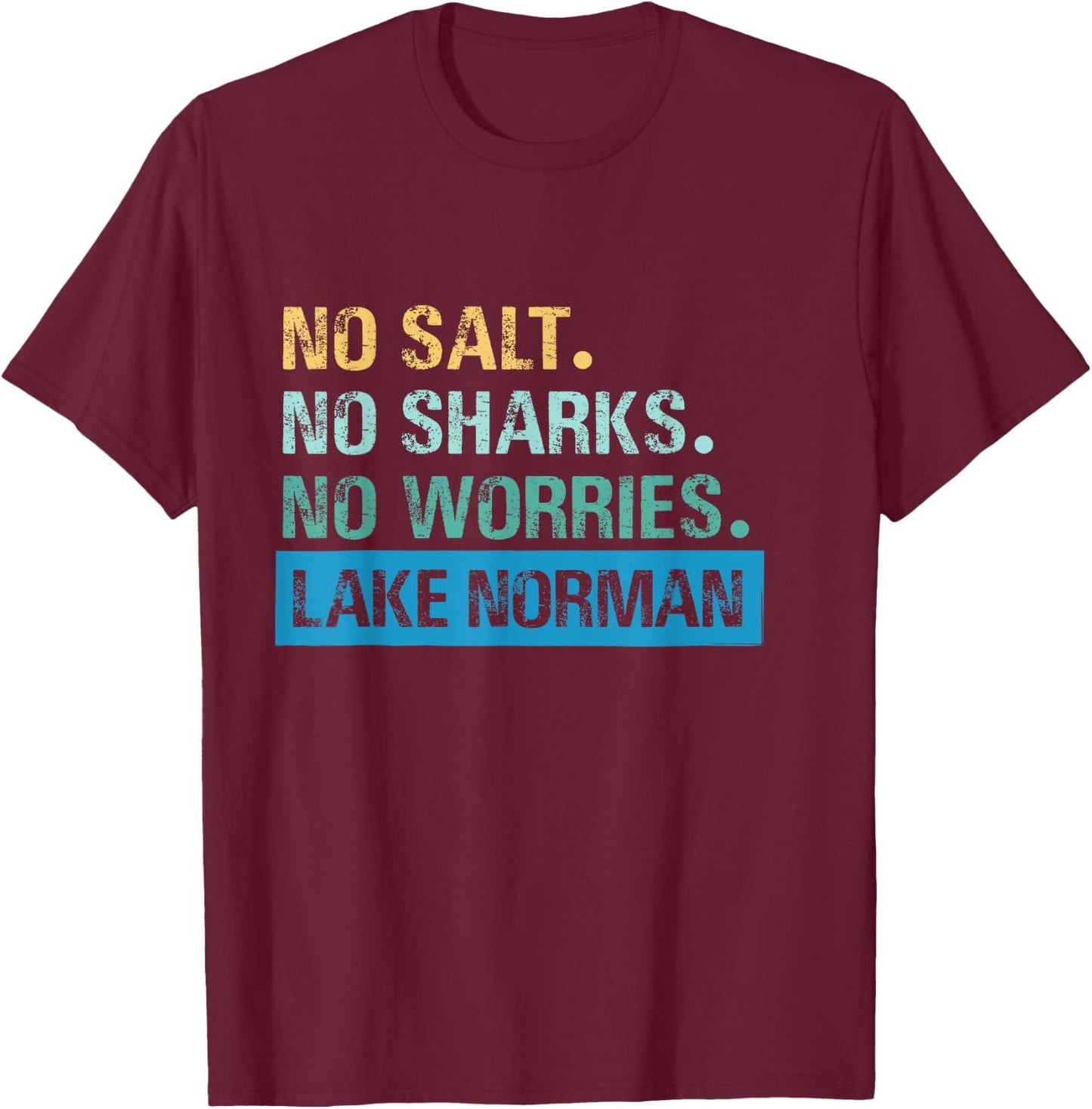 Lake Norman, NC | Vintage Distressed T-Shirt - T-Shirt | Maroon