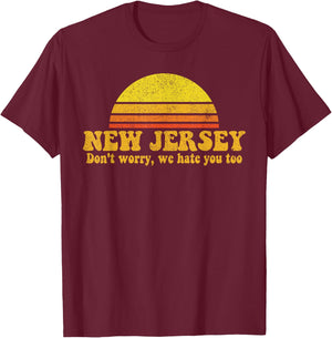 State of New Jersey Funny Vintage Slogan Retro Souvenir Gift T-Shirt - T-Shirt | Maroon