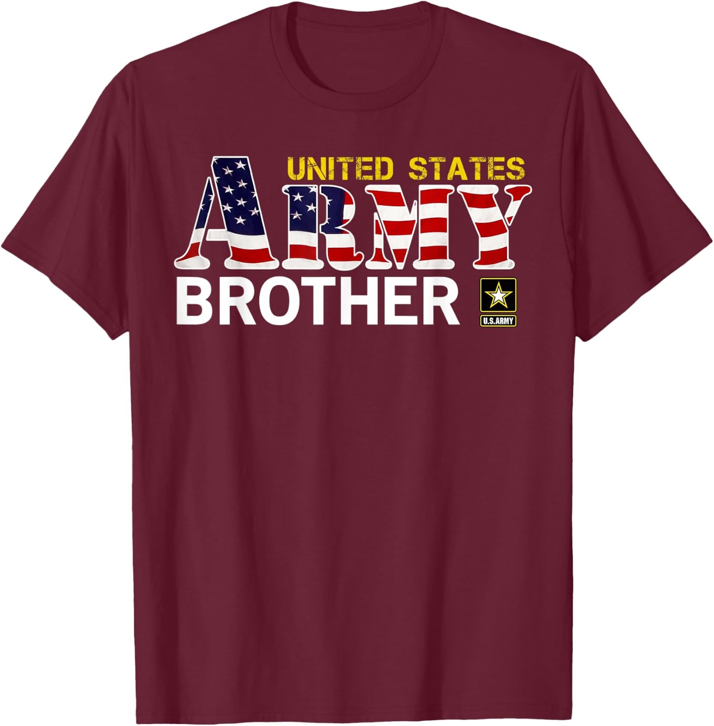 United States Army Brother With American Flag Gift Veteran Women Kids Men T-Shirt - T-Shirt | Maroon