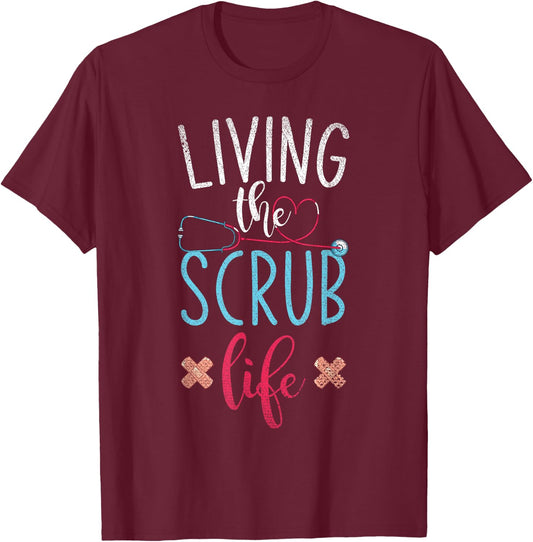 Stethoscope Heart Medical Nursery Nursing Bandaids Nurse T-Shirt - T-Shirt | Maroon