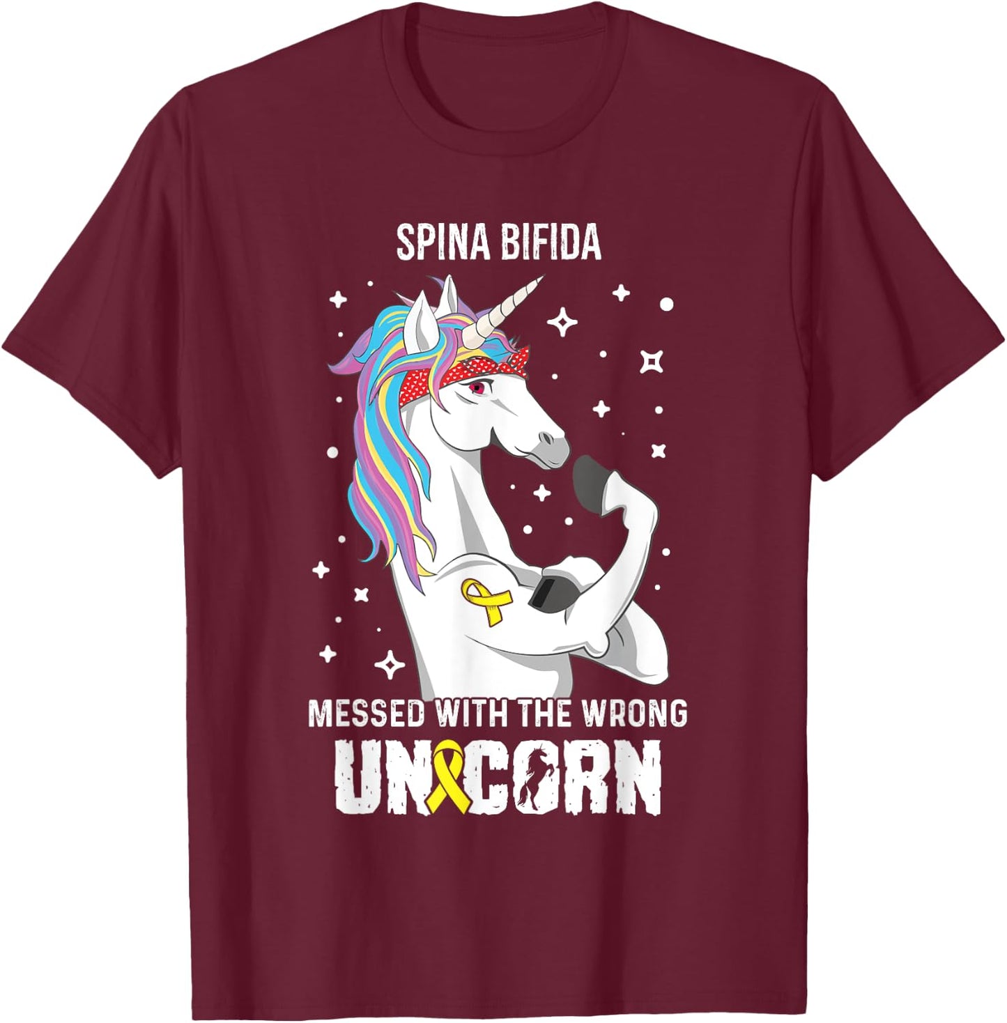 Wrong Unicorn- Spina Bifida Awareness Item T-Shirt - T-Shirt | Maroon