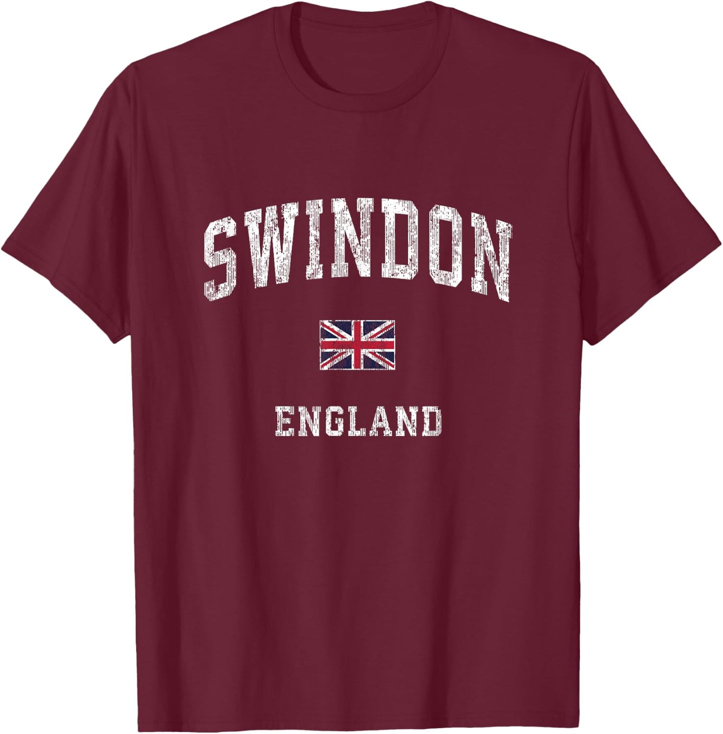 Swindon England Vintage Athletic Sports Design T-Shirt - T-Shirt | Maroon