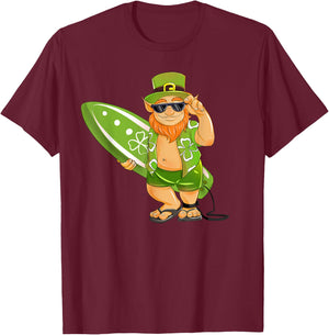 Surfing Leprechaun Hawaiian Surfing St Patricks Day Hawaii T-Shirt - T-Shirt | Maroon