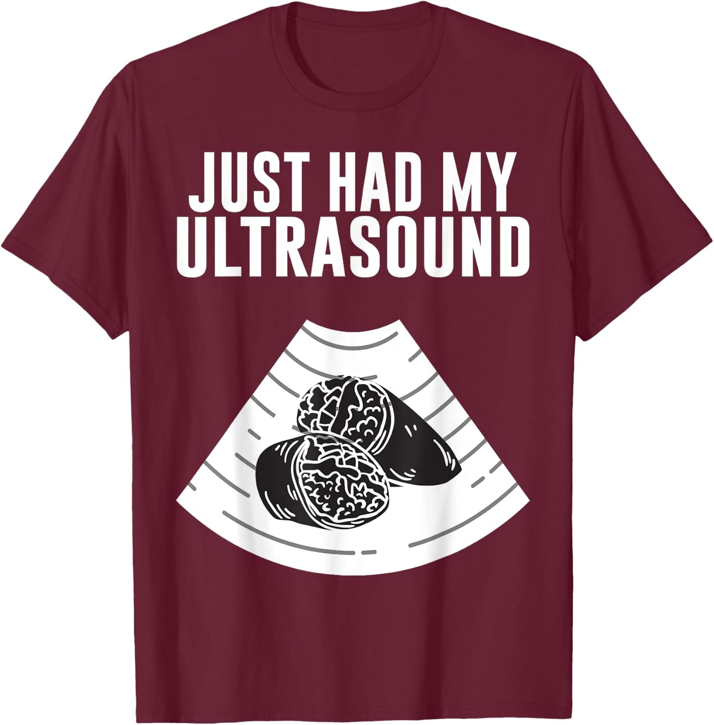 Fat Belly Costume Mexican Food Burrito Had My Ultrasound T-Shirt - T-Shirt | Maroon