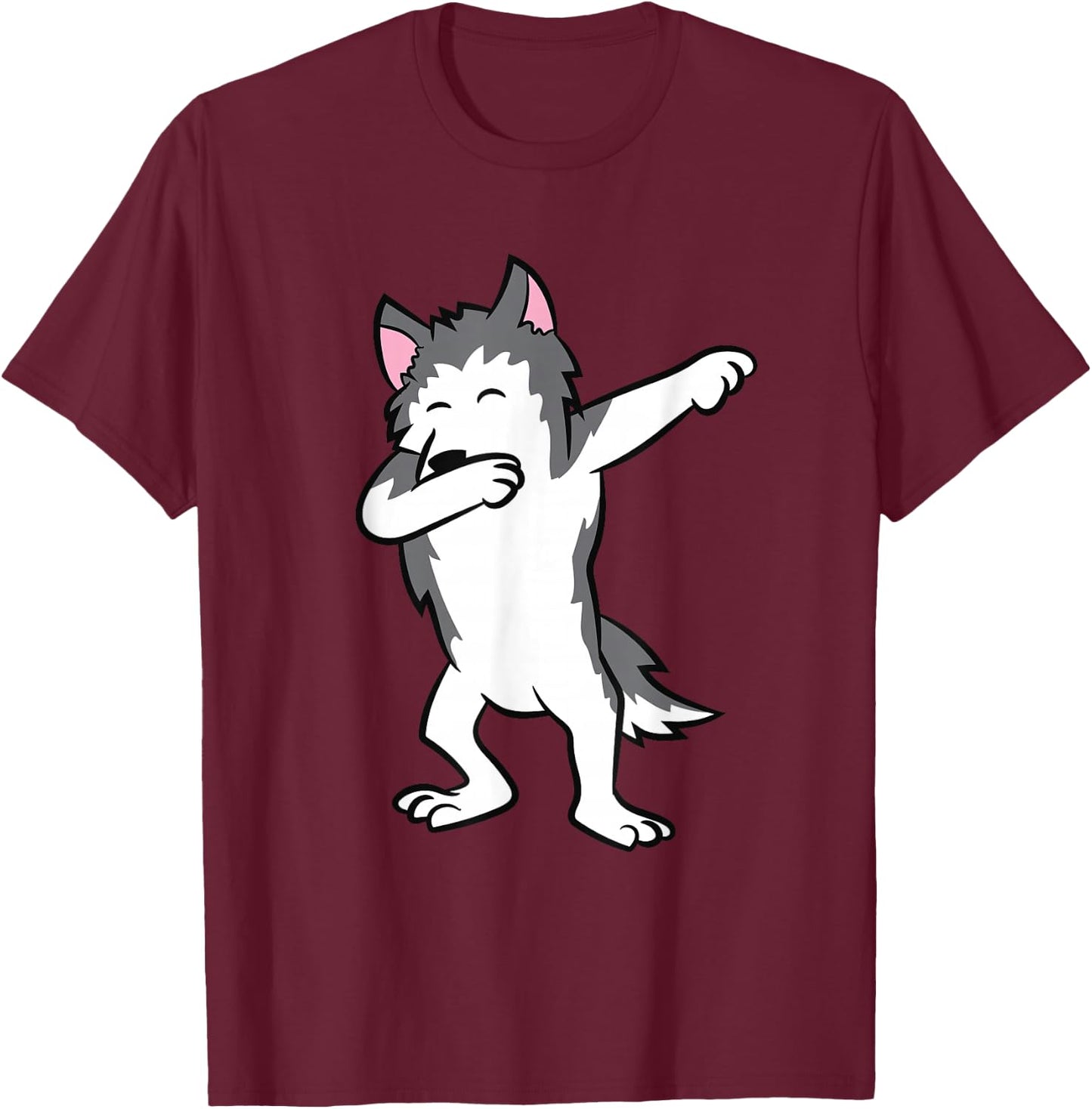 Cute Dabbing Husky Dog Love Huskies Kids Husky T-Shirt - T-Shirt | Maroon