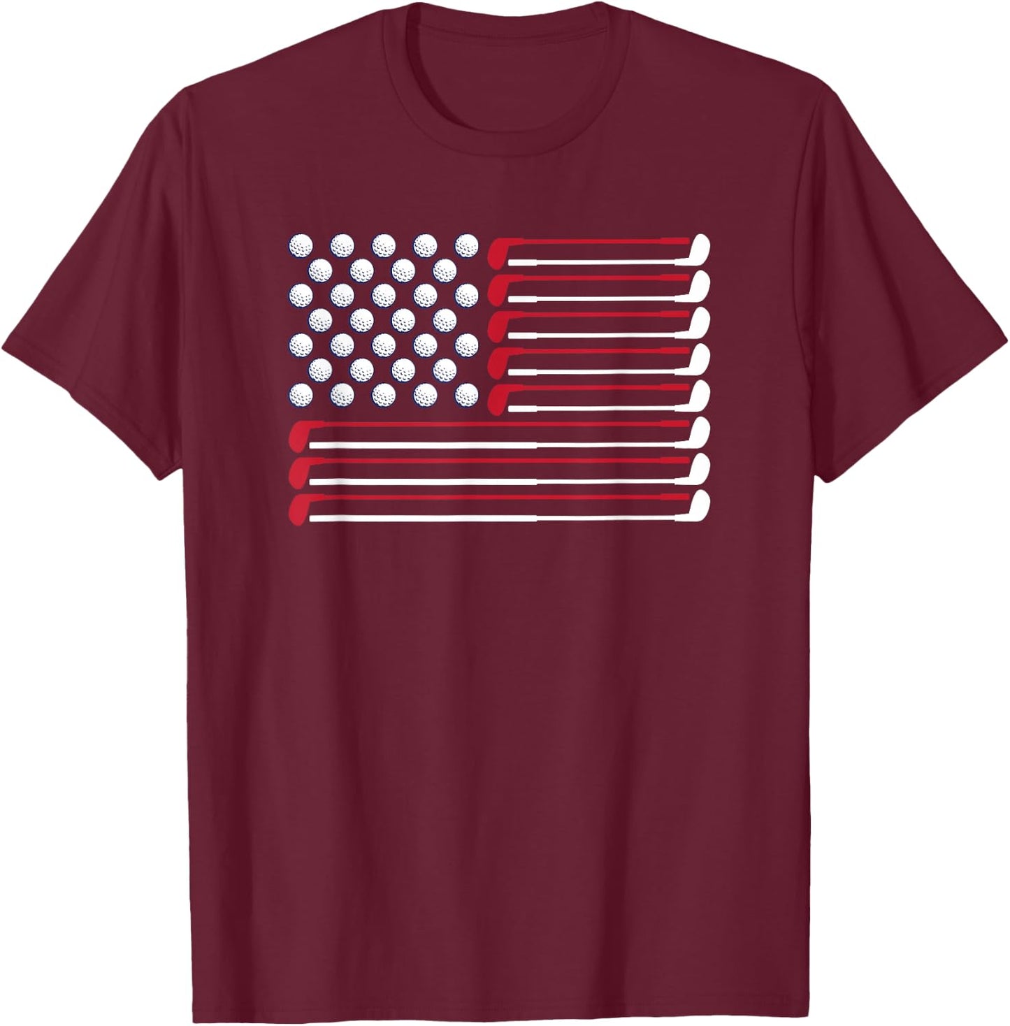 Golf American Flag Golf Player Lover Golfing Golfer T-Shirt - T-Shirt | Maroon