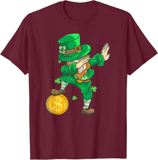 St Patricks Day Dabbing Leprechaun Kids Dab T-Shirt - T-Shirt | Maroon
