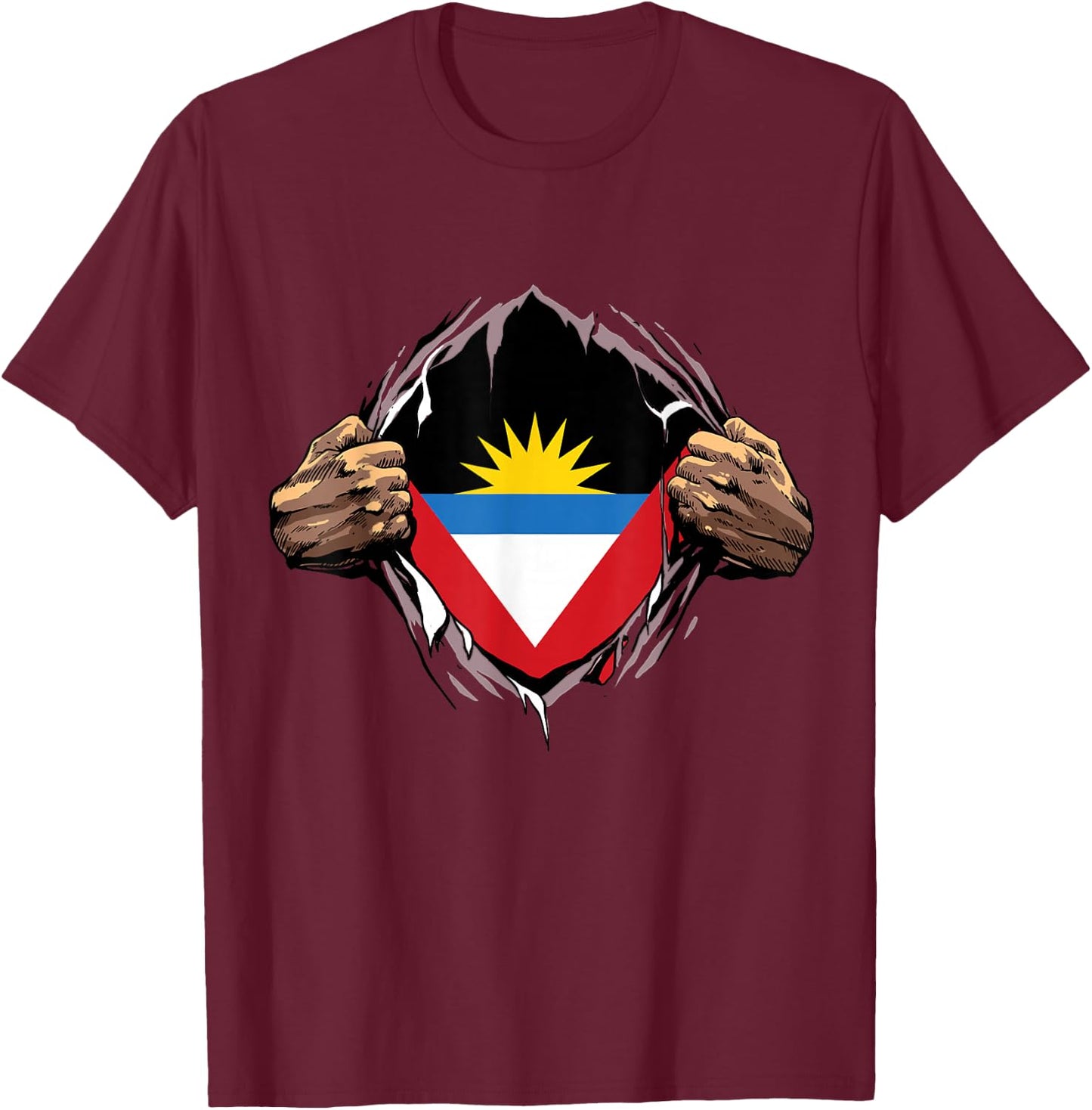 Antigua and Barbuda Shirt Super Antigua Flag Antiguan Roots T-Shirt - T-Shirt | Maroon