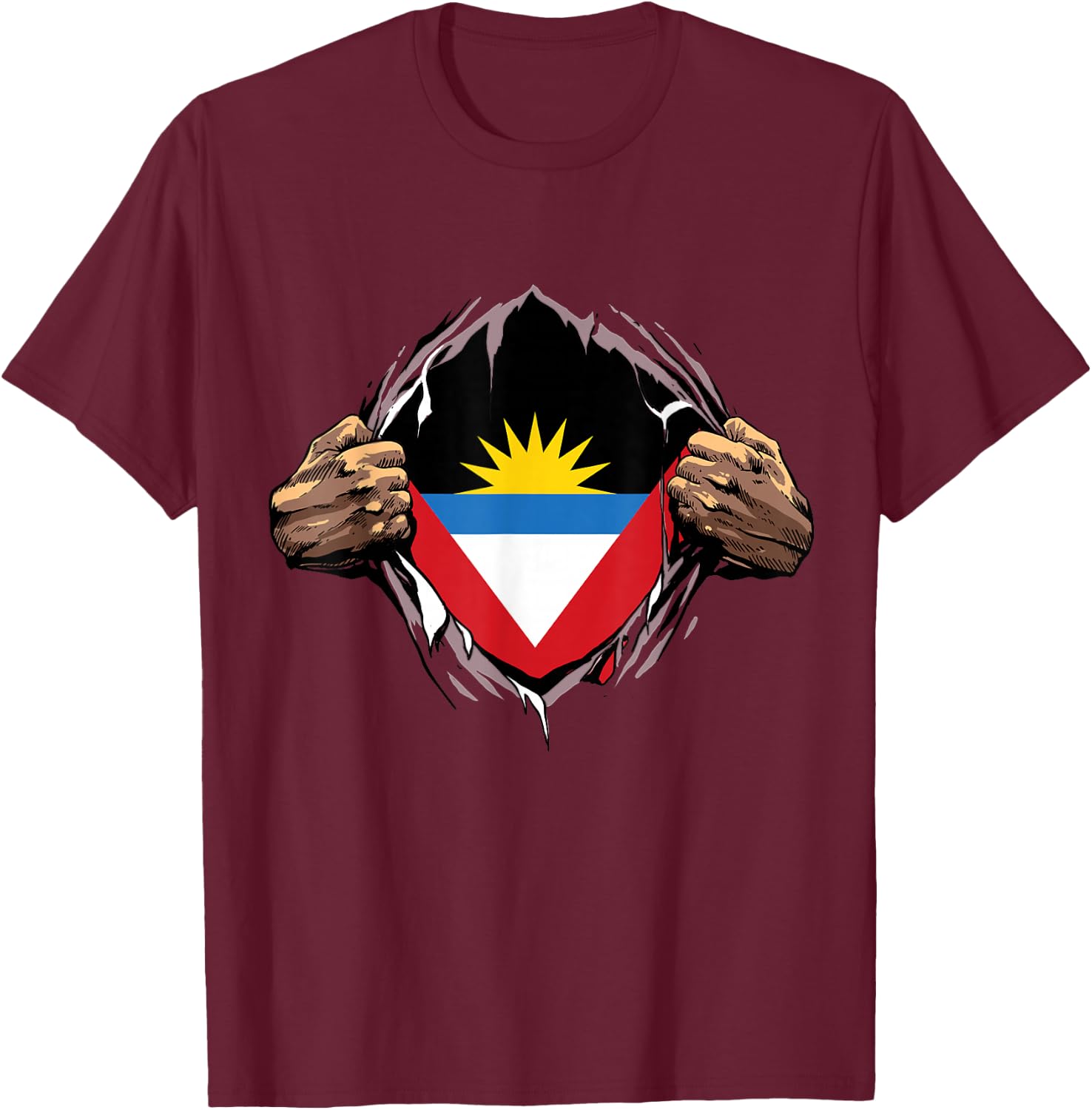 Antigua and Barbuda Shirt Super Antigua Flag Antiguan Roots T-Shirt - T-Shirt | Maroon