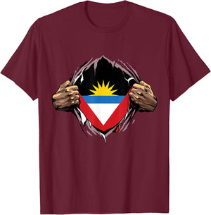 Antigua and Barbuda Shirt Super Antigua Flag Antiguan Roots T-Shirt - T-Shirt | Maroon