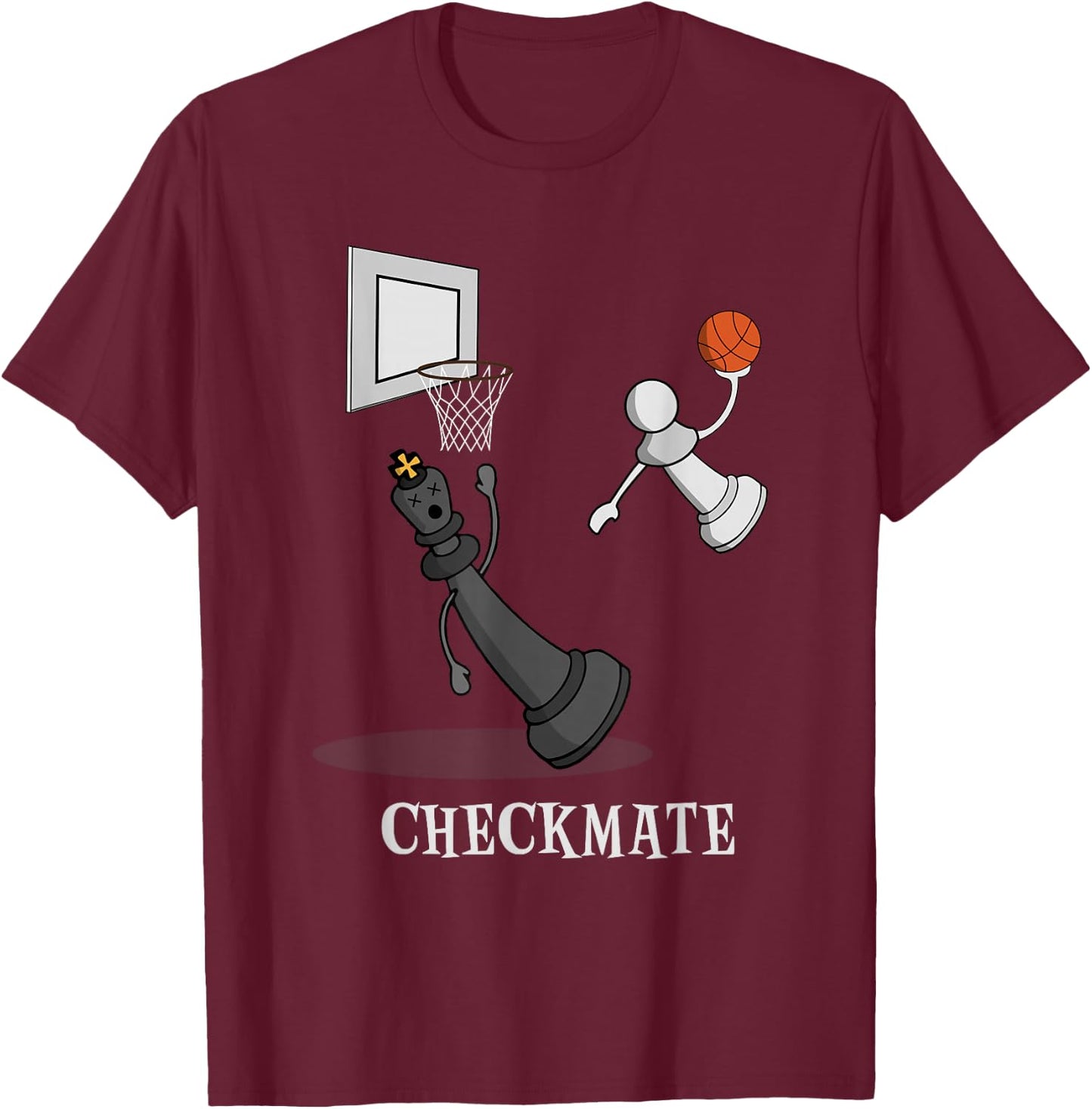 Funny Checkmate Chess Basketball Game Board King Pawn Piece T-Shirt - T-Shirt | Maroon