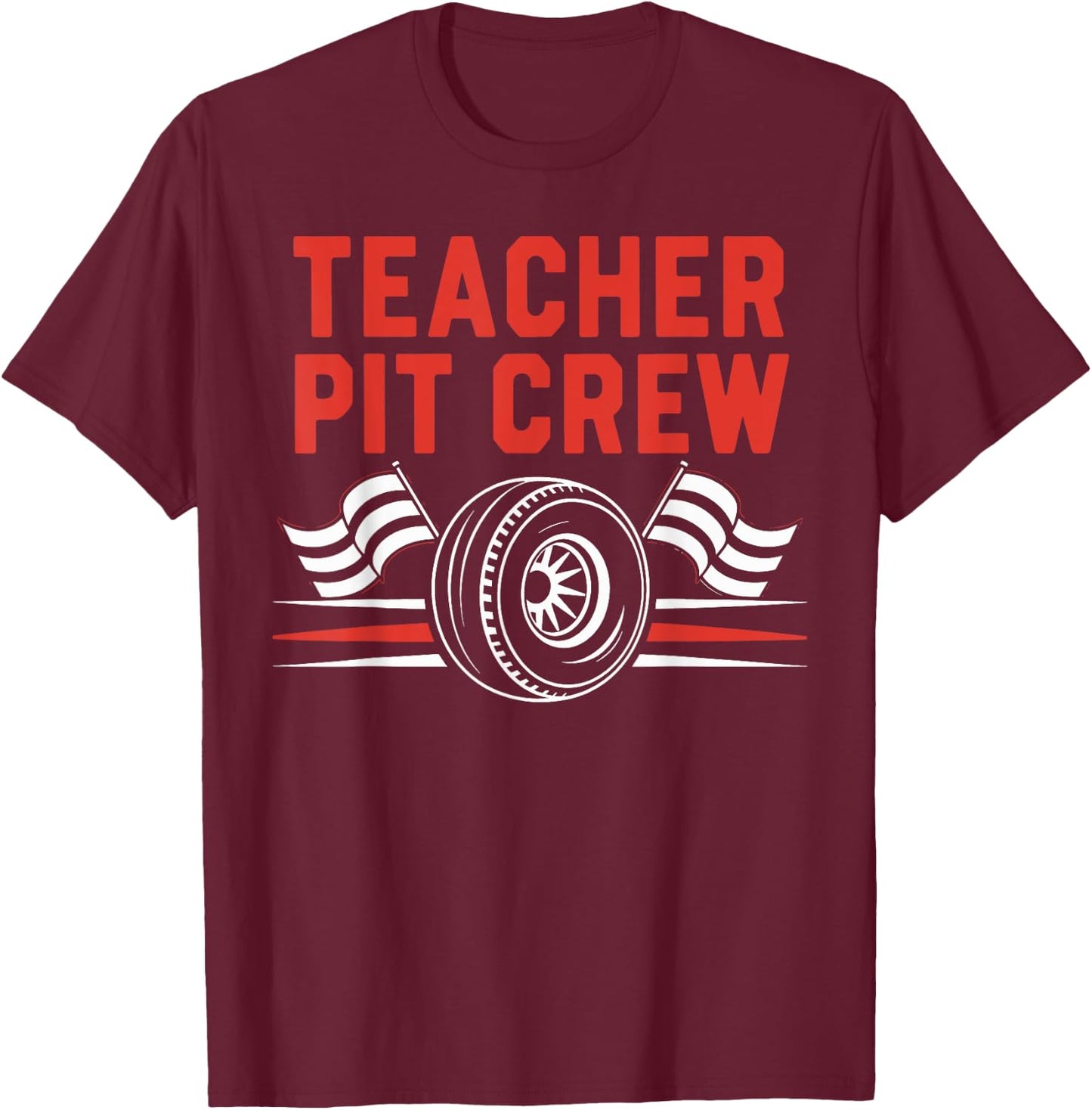 Teacher Pit Crew Race Car Driver Costume Men Women Kids T-Shirt - T-Shirt | Maroon
