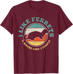 Funny Vintage Ferret Gift T-Shirt - T-Shirt | Maroon