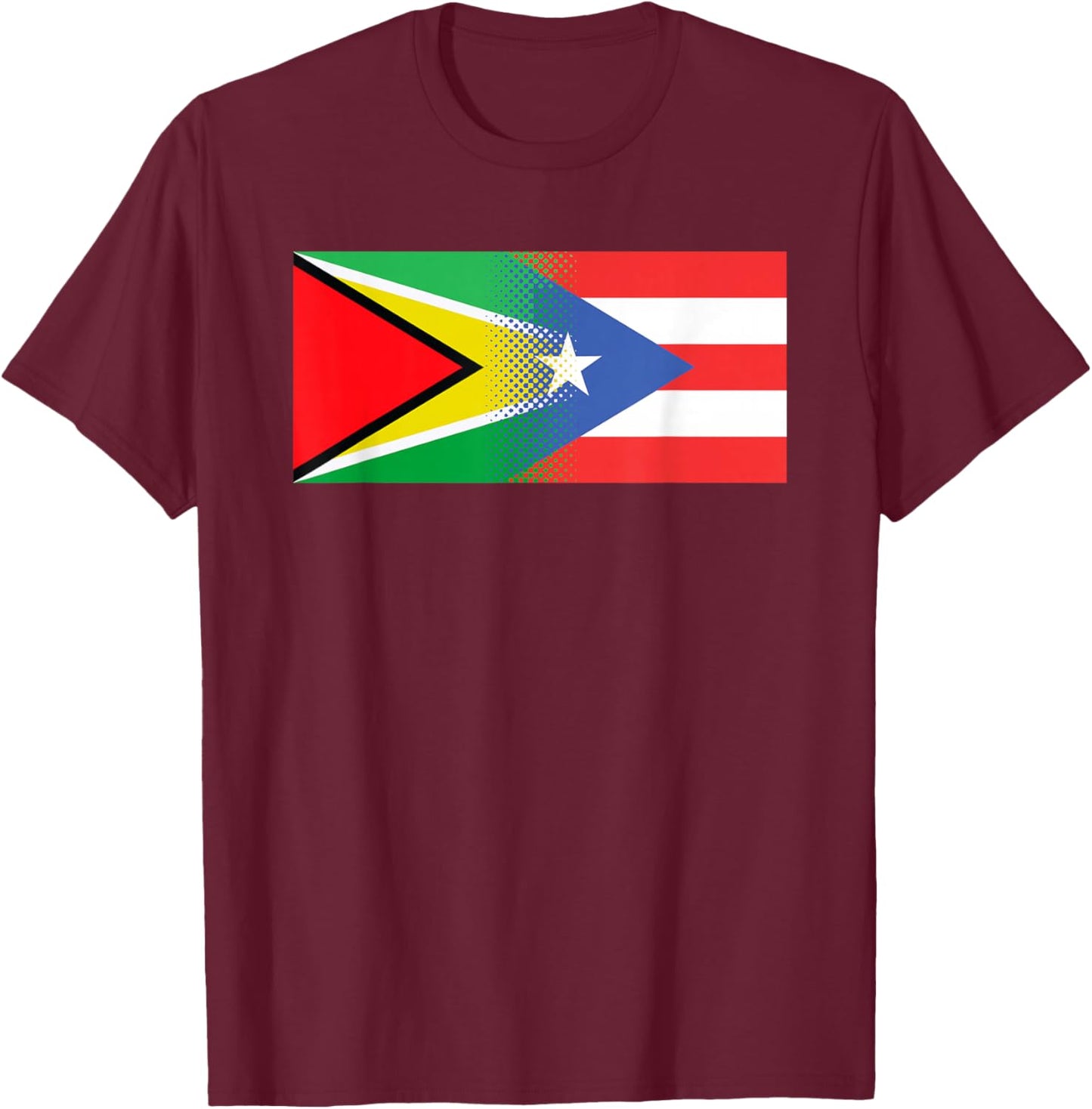 Guyanese Puerto Rican Flag Guyana Puerto Rico T-Shirt - T-Shirt | Maroon